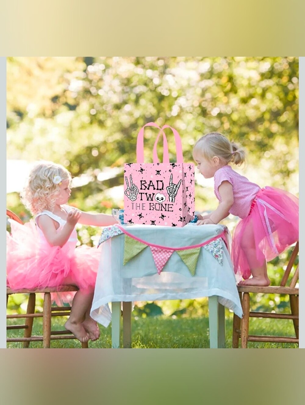 Bad TWO the Bone 2nd Birthday Treat Bags Pink Skull Party Set of 12 - Picture 5 of 6